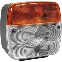 Lampă semnalizare și poziție pătrată alb/galben cu șurub