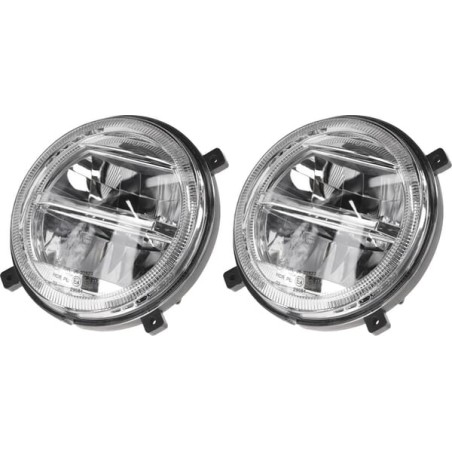 LED faruri, 22/21W, rotund, 9-36V, diam. 140mm, fază lungă/fază scurtă, conector H4, pereche, Kramp