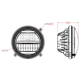 LED faruri, 22/21W, rotund, 9-36V, diam. 140mm, fază lungă/fază scurtă, conector H4, pereche, Kramp