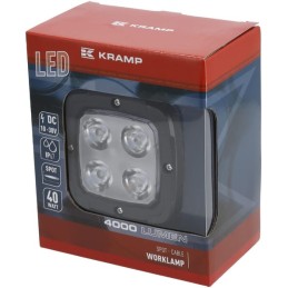 Lampă de lucru LED, 40W, 4000lm, pătrată, 10-30V, 98,5x63,4x98,5mm, rază spot, Kramp