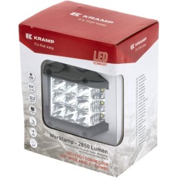Lampă de lucru LED, 22.5W, 2850lm, pătrat, 10/30V, 89x73x97mm, mufă Deutsch, Kramp