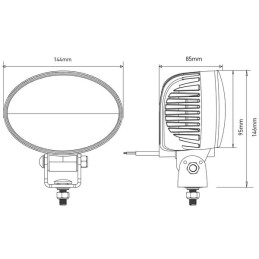 Lampă de lucru LED 36W 2760lm ovală 10/30V 144x85x96mm tip flood 12 LED-uri Kramp