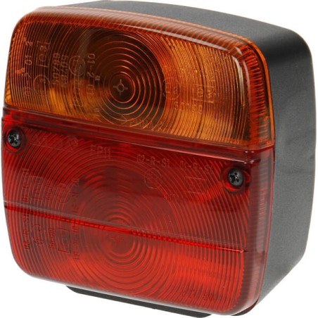 Lampă spate pătrată 12/24V roșu/galben cu șurub 105x100x52mm