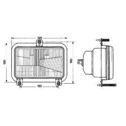 Inserție far cu halogen, dreptunghiular, transparent, 167x74x74mm, Cobo