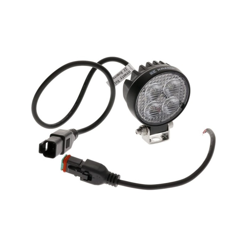Lampă de lucru LED, 12W, 1200lm, rotund, 12/24V, alb, 65.7x85.8x35mm mufă Deutsch, flux, 8 LED-uri
