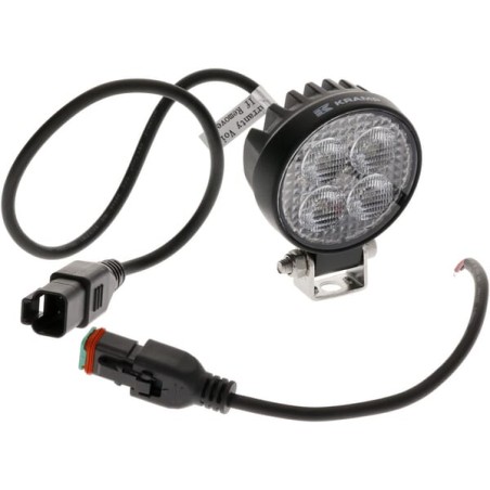 Lampă de lucru LED, 12W, 1200lm, rotund, 12/24V, alb, 65.7x85.8x35mm mufă Deutsch, flux, 8 LED-uri
