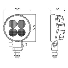 Lampă de lucru LED, 12W, 1200lm, rotund, 12/24V, alb, 65.7x85.8x35mm mufă Deutsch, flux, 8 LED-uri