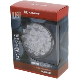 Lampă de lucru LED 36W 2850lm rotundă 10/30V diametru 113,9mm tip flood 18 LED-uri Kramp