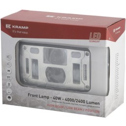 Far LED, 40/22W, dreptunghiular, 10-30V, 185x102x82, faza lungă/scurtă, lumină de poziție, conector H4