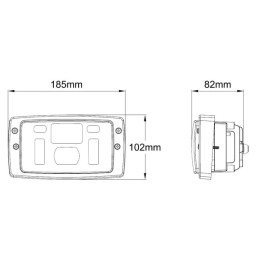Far LED, 40/22W, dreptunghiular, 10-30V, 185x102x82, faza lungă/scurtă, lumină de poziție, conector H4