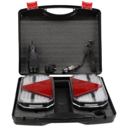 Set de lămpi fără fir LED, CANBUS, dreptunghiular, 12V, Li-ion, magnetic, 245x151x45mm, fișă cu 13 pini, indicator dinamic
