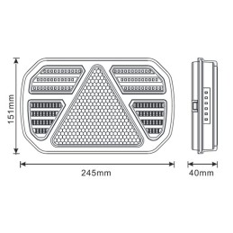 Set de lămpi fără fir LED, CANBUS, dreptunghiular, 12V, Li-ion, magnetic, 245x151x45mm, fișă cu 13 pini, indicator dinamic