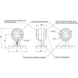 Lampă gabarit LED 12/24V 95x89x49,5mm Kramp