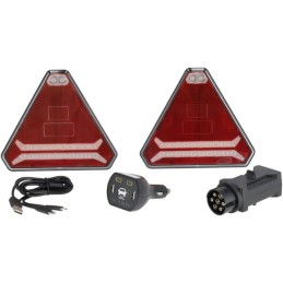 Set lămpi fără fir cu LED, triunghiulare, 12/24V, Li-ion, magnetic, 178,5x155mm, mufă cu 7 pini, Kramp