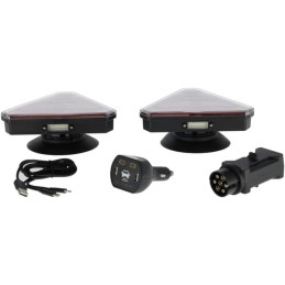 Set lămpi fără fir cu LED, triunghiulare, 12/24V, Li-ion, magnetic, 178,5x155mm, mufă cu 7 pini, Kramp