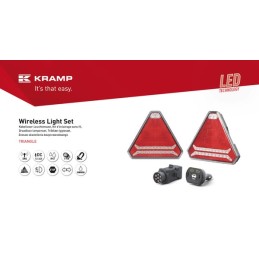 Set lămpi fără fir cu LED, triunghiulare, 12/24V, Li-ion, magnetic, 178,5x155mm, mufă cu 7 pini, Kramp