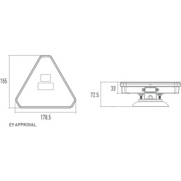 Set lămpi fără fir cu LED, triunghiulare, 12/24V, Li-ion, magnetic, 178,5x155mm, mufă cu 7 pini, Kramp