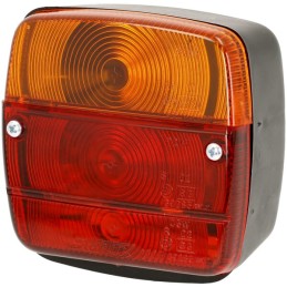 Lampă spate stânga pătrată 12-24V roșu/galben cu șurub 105x100x52mm Ajba