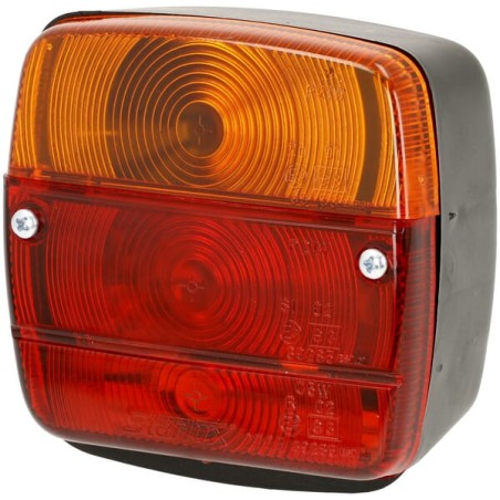 Lampă spate stânga pătrată 12-24V roșu/galben cu șurub 105x100x52mm Ajba