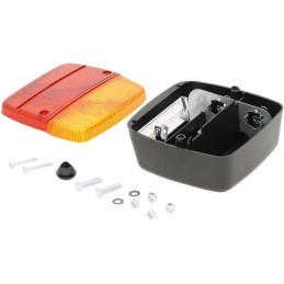 Lampă spate stânga pătrată 12-24V roșu/galben cu șurub 105x100x52mm Ajba