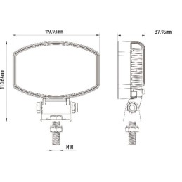 Lampă de lucru LED 15W 1900lm ovală 10/30V 120x38x80mm tip flood 10 LED-uri Kramp
