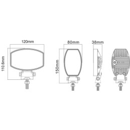 Lampă de lucru LED 15W 1900lm ovală 10/30V 120x38x80mm tip flood 10 LED-uri Kramp