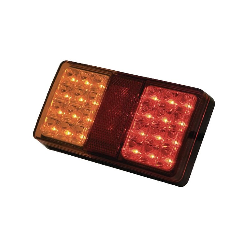Lampă spate LED pătrată 12/24V roșu/galben cu șuruburi 150x27x80mm 24 LED-uri