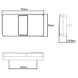 Lampă spate LED pătrată 12/24V roșu/galben cu șuruburi 150x27x80mm 24 LED-uri