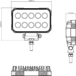 Lampă de lucru LED 15W 1900lm dreptunghiulară 10/30V 150x37x100mm tip flood 10 LED-uri Kramp
