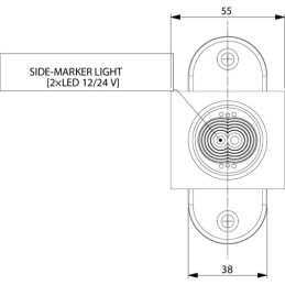 Lampă gabarit LED 0,7/1,4W 12-24V albă/portocalie/roșie 100x55x64mm 3 LED-uri Kramp