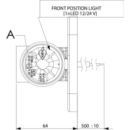 Lampă gabarit LED 0,7/1,4W 12-24V albă/portocalie/roșie 100x55x64mm 3 LED-uri Kramp