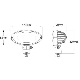 Lumină de lucru LED, 80W, 8840lm, ovală, 10/30V, 170x127x79mm, mufă 9006, inundație