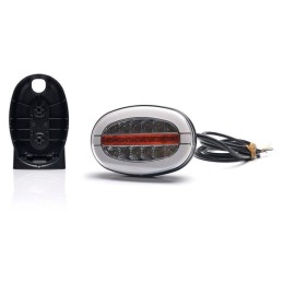 Lumină frontală multifuncțională LED, ovală, cu repetor, 12-24V, 136.4x91x40mm