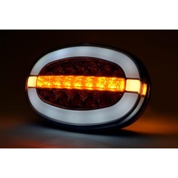 Lumină frontală multifuncțională LED, ovală, cu repetor, 12-24V, 136.4x91x40mm