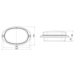 Lumină frontală multifuncțională LED, ovală, 12-24V, 136.4x91x40mm