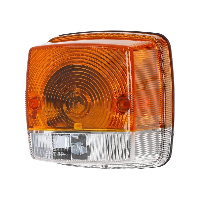 Lampă semanlizare și poziție 21W pătrată 12V galben/transparent cu șuruburi 84x84mm Hella