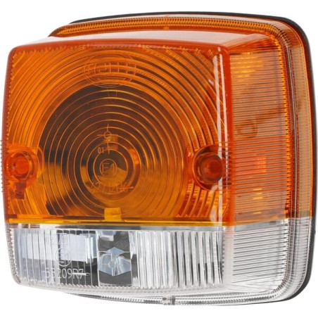 Lampă semanlizare și poziție 21W pătrată 12V galben/transparent cu șuruburi 84x84mm Hella