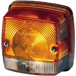 Lampă semanlizare și poziție 21W pătrată 12V galben/transparent cu șuruburi 84x84mm Hella