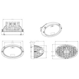 Far cu LED, 20/24W, oval, 10/30V, 166x106.2x97.5mm, fază lungă/fază scurtă, cablu deschis cu 3 pini, montare încastrată