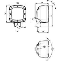 Lampă de lucru 13.5W 1800lm, flux, cu conector Deutsch