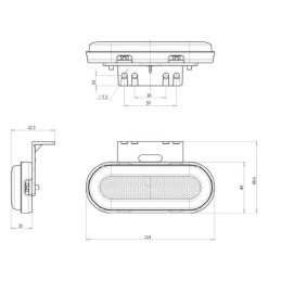 Lampă gabarit LED cu semnalizare dreptunghiulară 12-24V 124x49x20mm Kramp