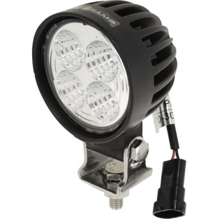  Lampă de lucru LED, 40W, 4000lm, rotundă, albă, 10/30V, 84x126x71,8mm, mufă AMP, rază spot, 4 LED-uri, 360 grade, Kramp