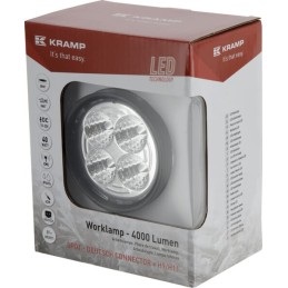  Lampă de lucru LED, 40W, 4000lm, rotundă, albă, 10/30V, 84x126x71,8mm, mufă AMP, rază spot, 4 LED-uri, 360 grade, Kramp
