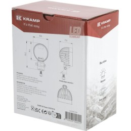  Lampă de lucru LED, 40W, 4000lm, rotundă, albă, 10/30V, 84x126x71,8mm, mufă AMP, rază spot, 4 LED-uri, 360 grade, Kramp