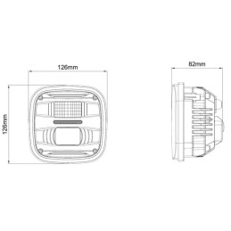 Far LED, 25/50W, pătrat, 10/30V, 126x126x82mm, fază lungă/fază scurtă, potrivit pentru John Deere
