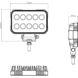 Lampă de lucru LED 15W 1900lm dreptunghiulară 10/30V 150x37x100mm tip flood 10 LED-uri Kramp