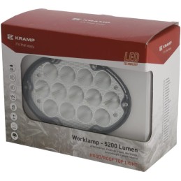 Lampă de lucru LED, 65W, 5200lm, ovală, 10/30V, 161x110x90mm, proiector rază largă, 13 LED-uri, H4, Kramp