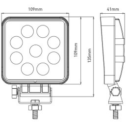 Lampă de lucru LED 27W 2376lm pătrată 10-30V 109x41x109mm tip flood Kramp