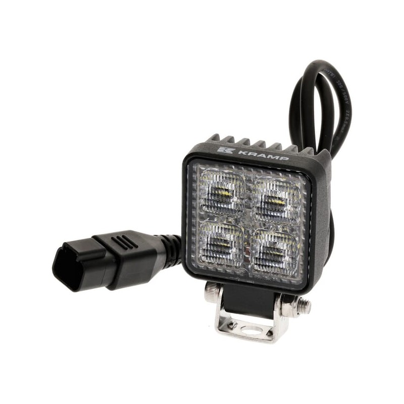Lampă de lucru LED, 12W, 1200lm, pătrat, 12/24V, alb, 53.7x75.5x32.3mm mufă Deutsch, flux, 8 LED-uri