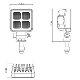 Lampă de lucru LED, 12W, 1200lm, pătrat, 12/24V, alb, 53.7x75.5x32.3mm mufă Deutsch, flux, 8 LED-uri